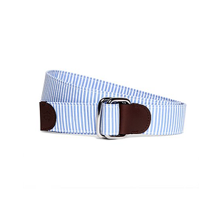 Vertical Seersucker Stripe Belt - Blue